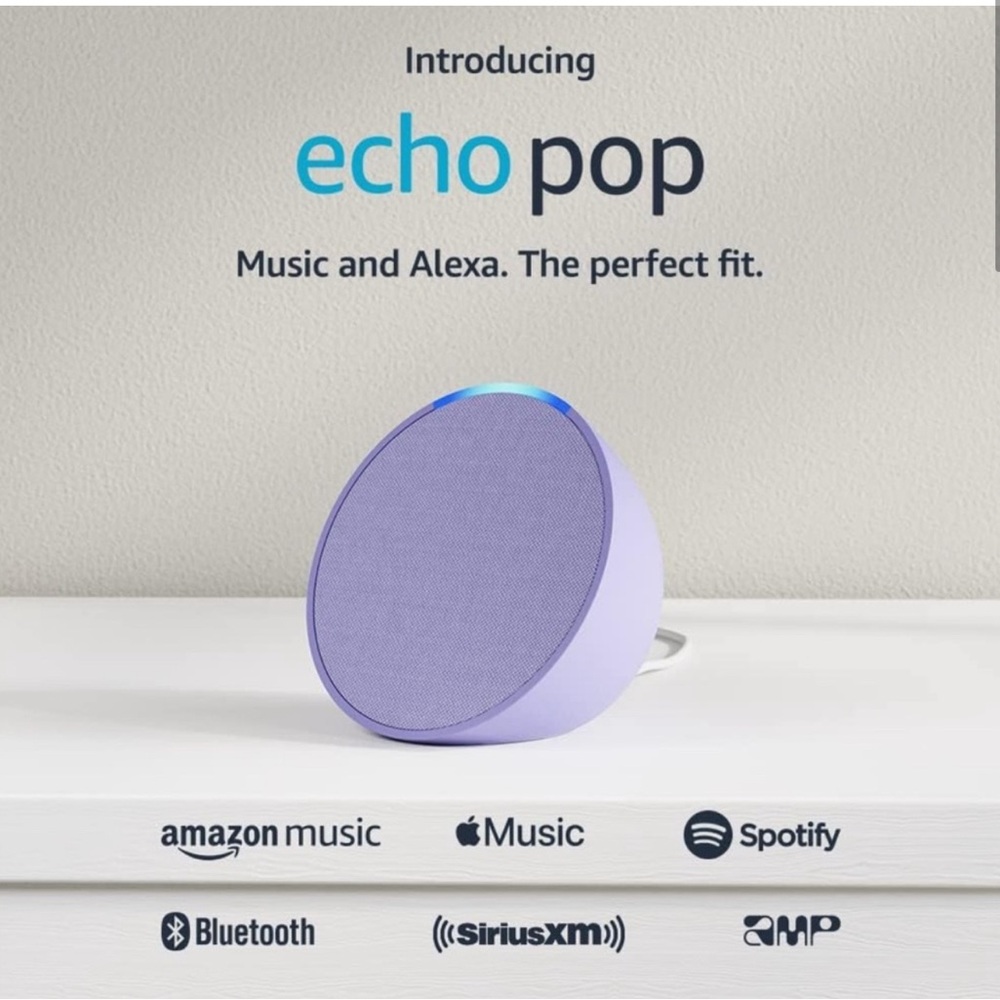 Amazon Purple Echo Pop Smart Assistant Wifi FullSound Compact Speaker With Alexa